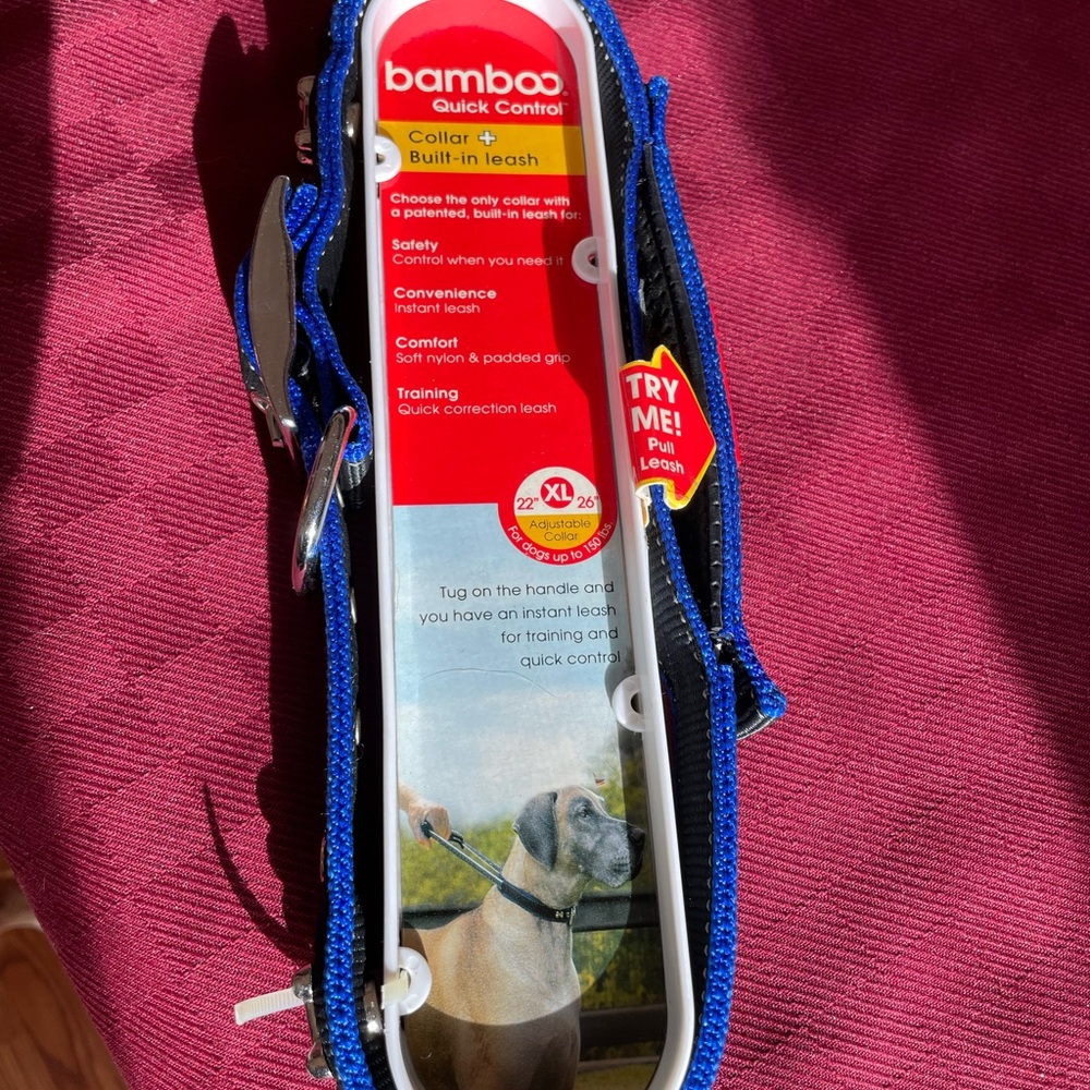Bamboo Quick Control Dog Collar and Leash - Blue